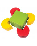 Zestaw piankowy - stolik z pufami - zielono / czerwono / żółty