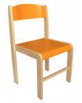 Krzesełko drewniane BUK -  wysokość 26 cm - pomarańczowe
