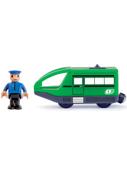 Elektryczna lokomotywa z biegiem wstecznym - zielona