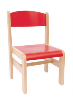 Krzesełko drewniane Extra BUK - wysokość 26 cm - czerwone