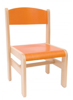 Krzesełko drewniane Extra BUK - wysokość 26 cm - pomarańczowe