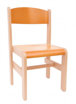Krzesełko drewniane Extra BUK - wysokość 35 cm - pomarańczowe
