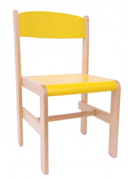 Krzesełko drewniane Extra BUK - wysokość 38 cm - żółte