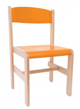 Krzesełko drewniane Extra BUK - wysokość 38 cm - pomarańczowe