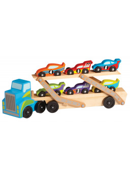 Drewniany transporter dla samochodzików wyścigowych