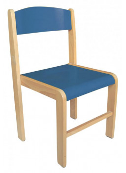 Krzesełko drewniane BUK -  wysokość 26 cm - niebieskie