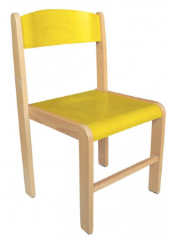 Krzesełko drewniane BUK -  wysokość 26 cm - żółte