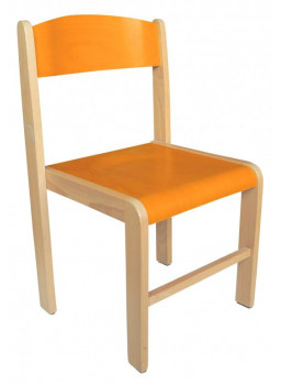 Krzesełko drewniane BUK -  wysokość 38 cm - pomarańczowe
